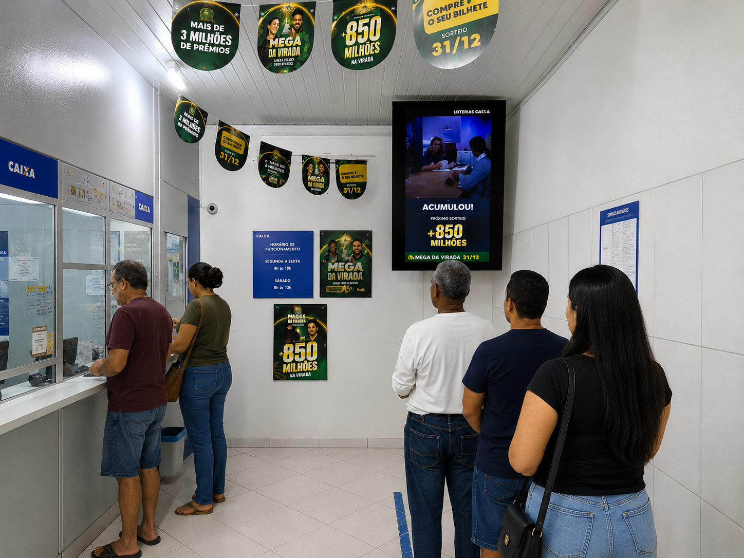 Lotérica com tela digital da Loop Mídia em operação