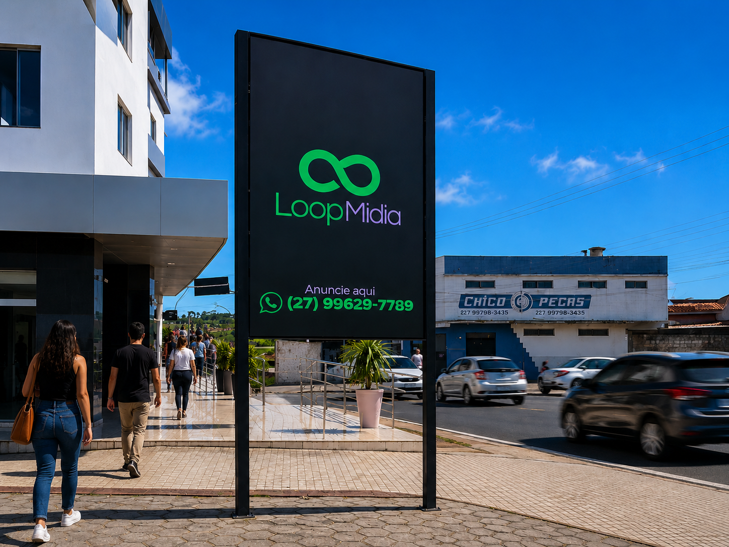 Painel de LED em ponto estratégico de grande visibilidade