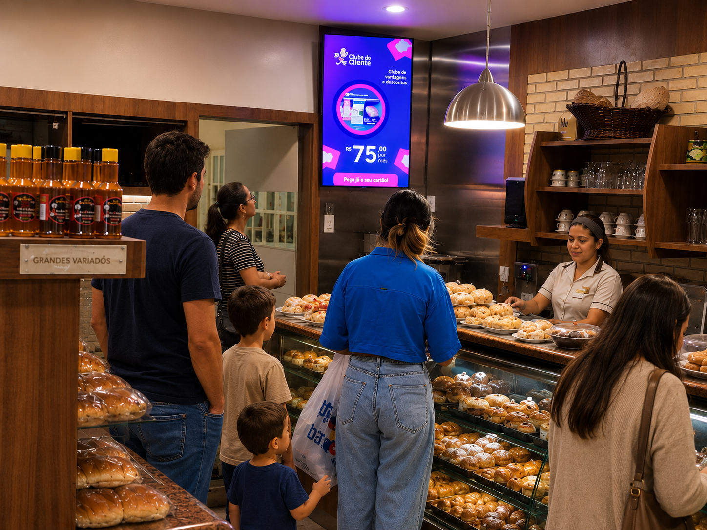 Ambiente comercial com tela digital Loop Mídia instalada